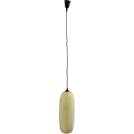 Lampe suspendue vintage en verre jaune, Italie 1960