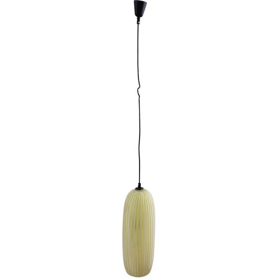Image 1 of Lampe suspendue vintage en verre jaune, Italie 1960