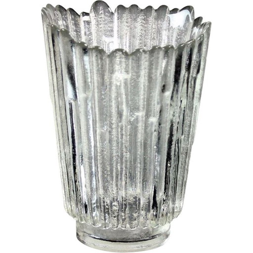 Vase vintage en verre pressé de Pavel Pánek, Tchécoslovaquie 1979