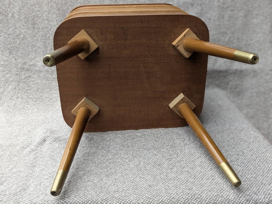 Image 1 of Armoire à couture, panier à couture, Teak Sewing Box In Legs, Sewing Stand, Danmark Mid Century