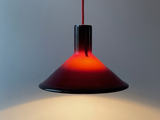 Image 1 of Suspension vintage "P et T" en verre opale de Michael Bang pour Holmegaard, Danemark 1970