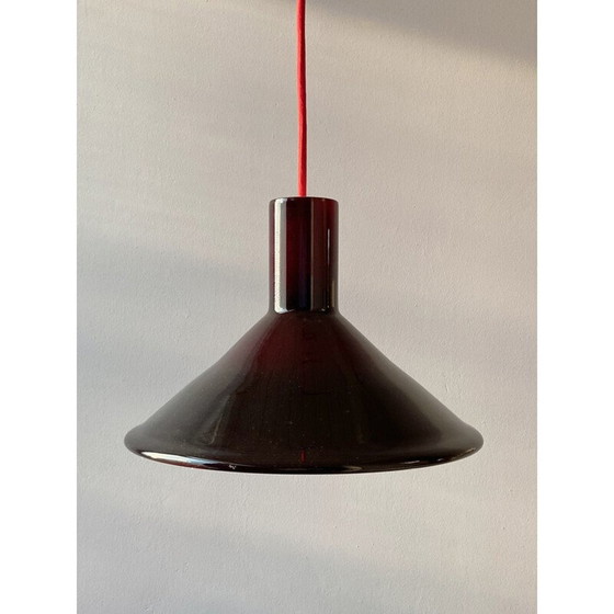 Image 1 of Suspension vintage "P et T" en verre opale de Michael Bang pour Holmegaard, Danemark 1970