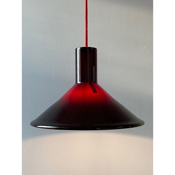 Image 1 of Suspension vintage "P et T" en verre opale de Michael Bang pour Holmegaard, Danemark 1970