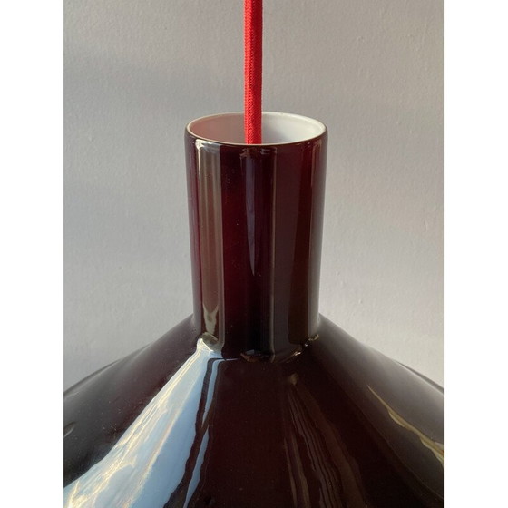 Image 1 of Suspension vintage "P et T" en verre opale de Michael Bang pour Holmegaard, Danemark 1970