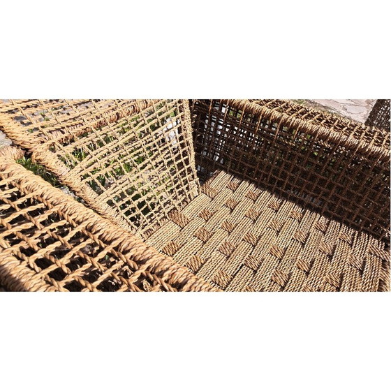 Image 1 of Paire de fauteuils vintage en métal et corde tressée, France 1980