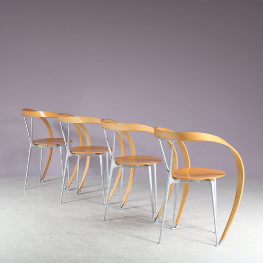 Ensemble de 4 chaises "Revers" par Andrea Branzi pour Cassina, Italie 1990