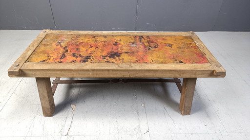 Table basse rustique en cuivre, 1970S