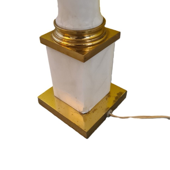 Image 1 of Lampe de table classique française avec albâtre, années 1950