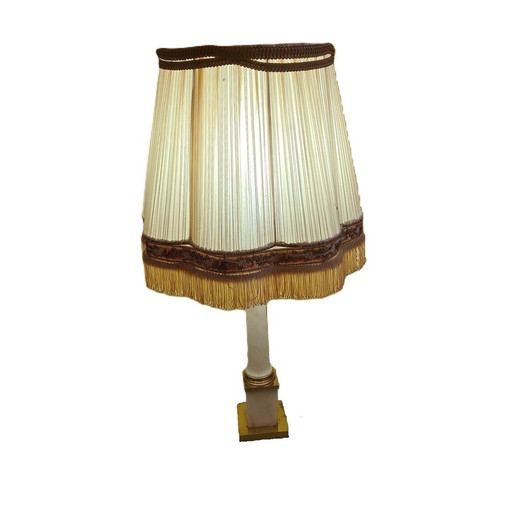 Lampe de table classique française avec albâtre, années 1950