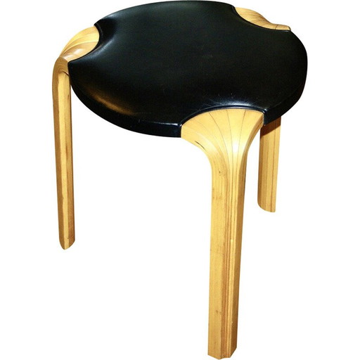 Tabouret vintage en bouleau et cuir par Alvar Aalto pour Artek, 1960