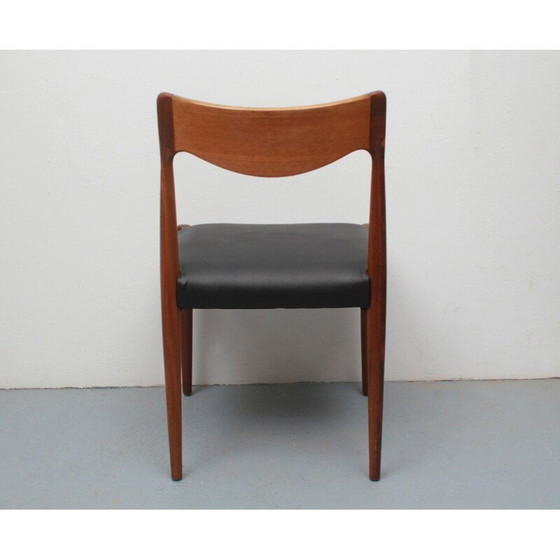 Image 1 of Chaise vintage en teck et cuir, Danemark années 1960