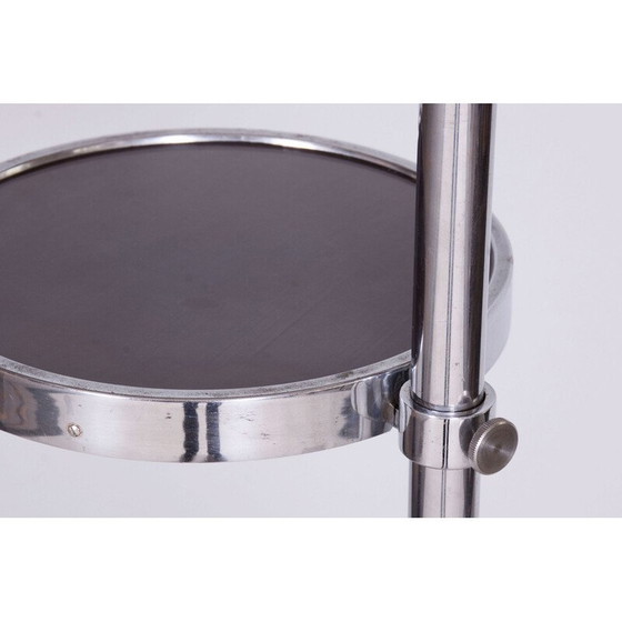 Image 1 of Lampadaire vintage en acier chromé et verre de lait, Tchécoslovaquie 1930