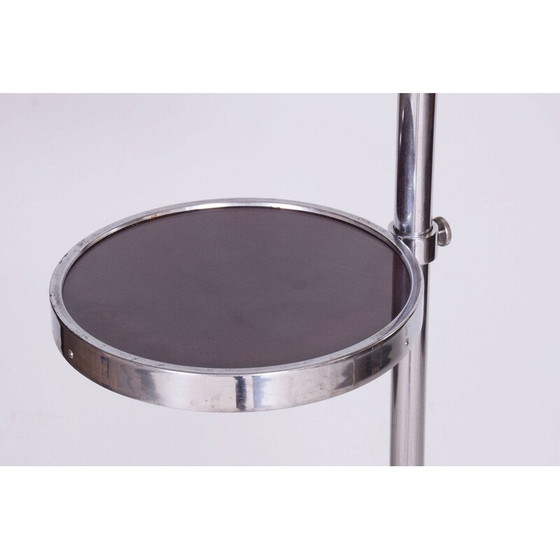 Image 1 of Lampadaire vintage en acier chromé et verre de lait, Tchécoslovaquie 1930