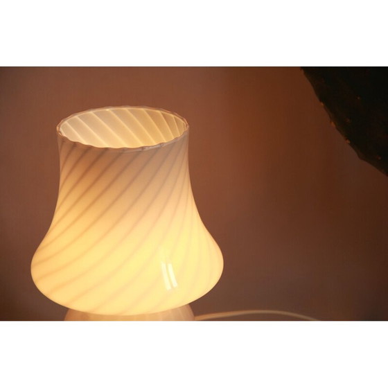 Image 1 of Lampe champignon vintage en verre de Murano avec tourbillon de gardénia, Italie, années 1970