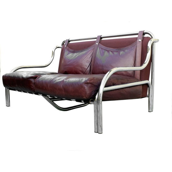 Image 1 of Paire de canapés vintage en chrome et cuir par Gae Aulenti pour Poltronova, Italie 1965