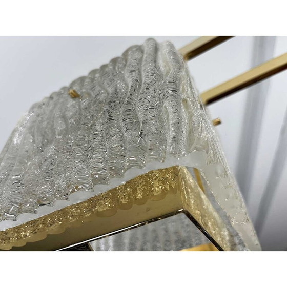 Image 1 of Lustre vintage en laiton, métal et verre pour Arlus, 1960s