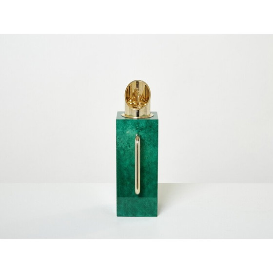 Image 1 of Thermos vintage en parchemin vert et laiton par Aldo Tura, 1960