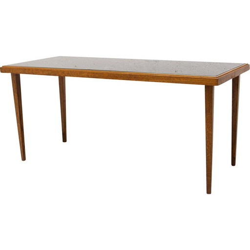 Table basse en verre opaxite du milieu du siècle, Tchécoslovaquie années 1960