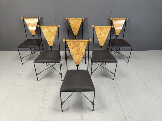 Image 1 of Ensemble de 6 chaises de salle à manger post-modernes, 1970S