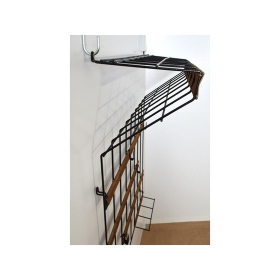 Image 1 of Porte-manteau vintage en métal et rotin par Karl Fichtel pour Drahtwerke Erlau, Allemagne 1950