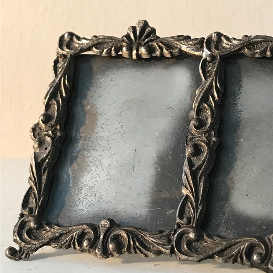 Image 1 of Cadre photo double en argent antique