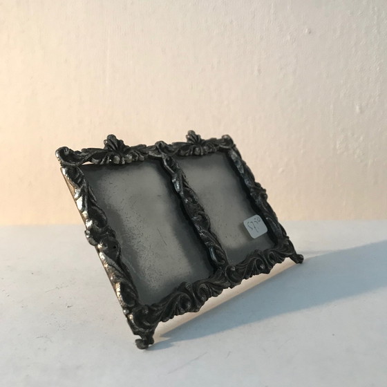 Image 1 of Cadre photo double en argent antique