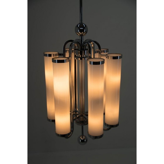 Image 1 of Lustre tubulaire bauhaus chromé, 1930