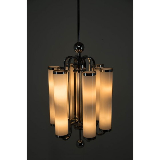Image 1 of Lustre tubulaire bauhaus chromé, 1930