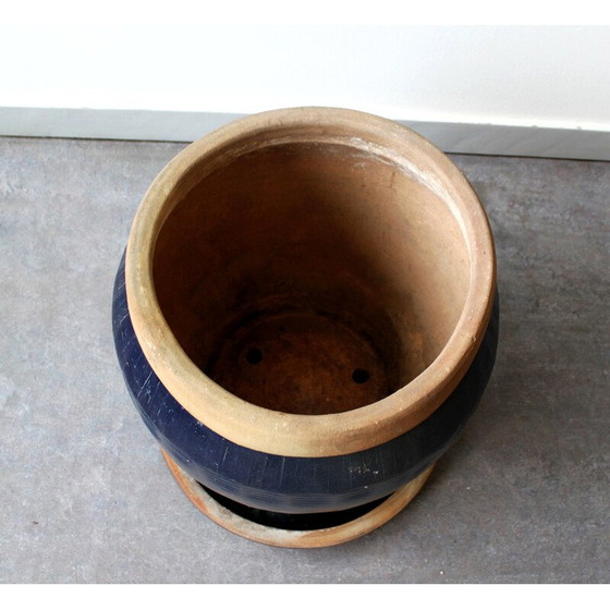 Image 1 of Jardinière vintage en terre cuite émaillée faite à la main