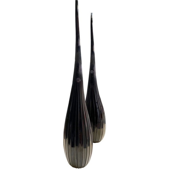 Image 1 of Paire de vases vintage Aria Black Renzo stellon by Salvatia murano, 2009