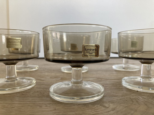 Set 'Cavalier Suede' Verres à dessert brun-gris avec autocollant Luminarc 6Pièces