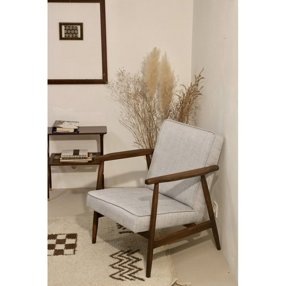 Image 1 of 300-190 fauteuil vintage en tissu chiné et bois par Henryk Lis, 1970