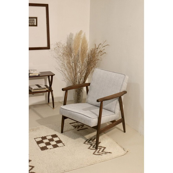 Image 1 of 300-190 fauteuil vintage en tissu chiné et bois par Henryk Lis, 1970