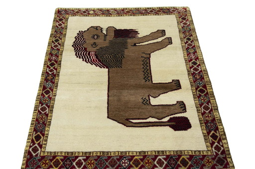 Tapis Gabbeh Nomade - 152 X 111 cm - Motif lion