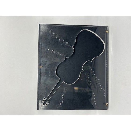 Image 1 of Tableau vintage en plexiglas avec un violon sculpté