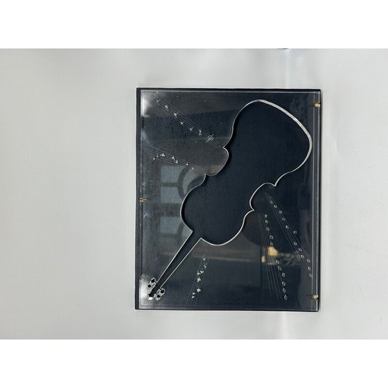Image 1 of Tableau vintage en plexiglas avec un violon sculpté