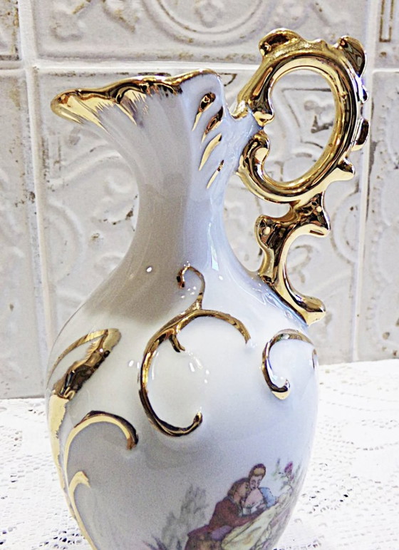 Image 1 of Vase / Soliflore En Porcelaine De Limoges Scène Galante Fragonard