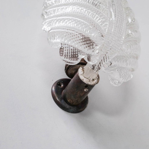 Ensemble de 3 lampes murales vintage en verre de Murano et laiton, Italie années 1960