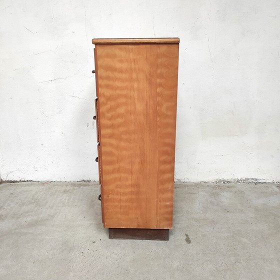 Image 1 of Armoire d'atelier vintage en bois massif avec 12 tiroirs