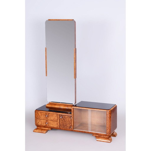 Commode Vintage Art Déco en noyer et palissandre avec miroir, France 1920
