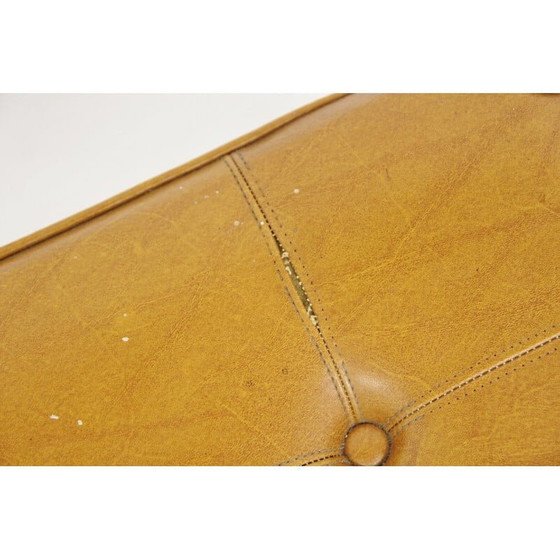 Image 1 of Repose-pieds vintage en cuir et teck, Suède 1960