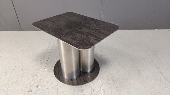Image 1 of Table d'appoint brutaliste en métal gravé, 1970