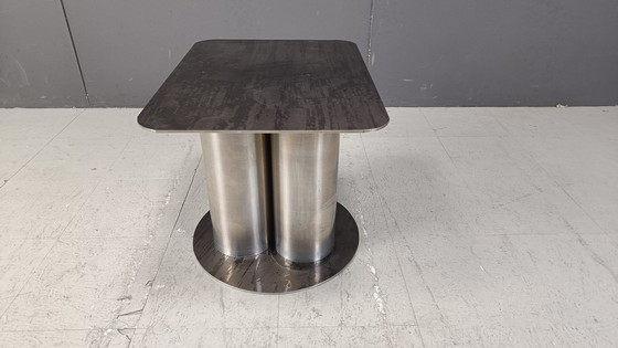 Image 1 of Table d'appoint brutaliste en métal gravé, 1970