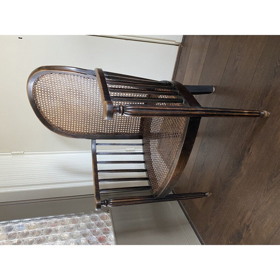 Image 1 of Fauteuil vintage en bois et rotin Art Déco 1920s