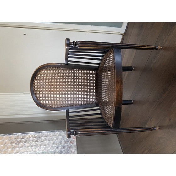 Image 1 of Fauteuil vintage en bois et rotin Art Déco 1920s