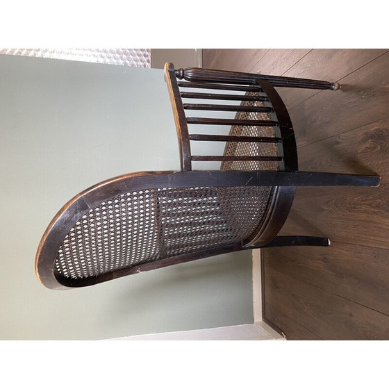 Image 1 of Fauteuil vintage en bois et rotin Art Déco 1920s