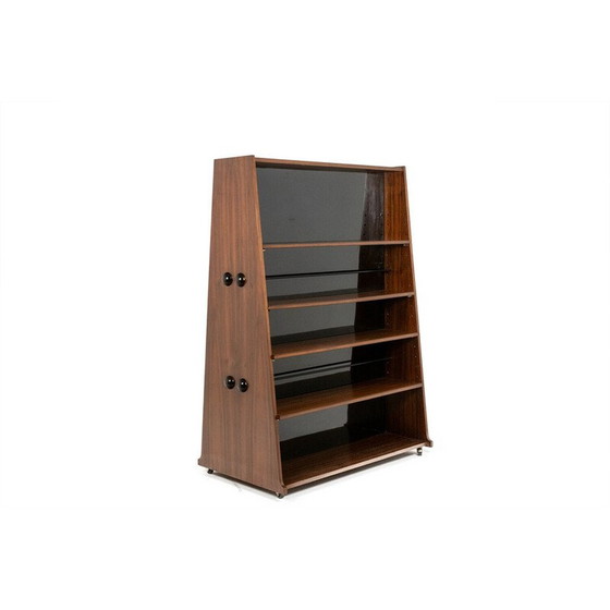 Image 1 of Bibliothèque vintage en bois de rose sur roulettes, Italie 1960