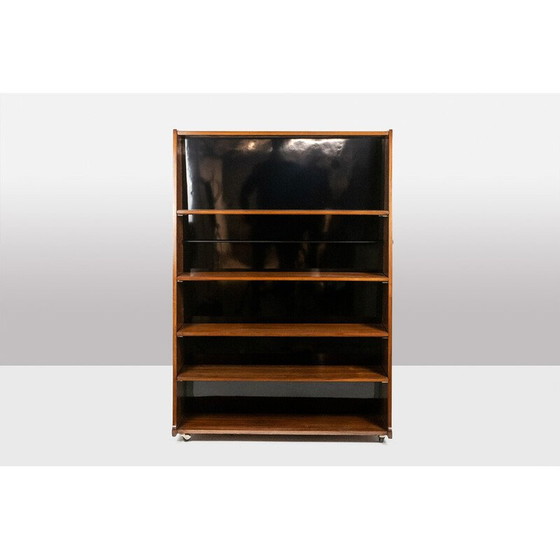 Image 1 of Bibliothèque vintage en bois de rose sur roulettes, Italie 1960