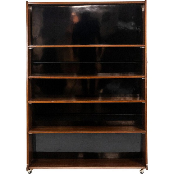Image 1 of Bibliothèque vintage en bois de rose sur roulettes, Italie 1960