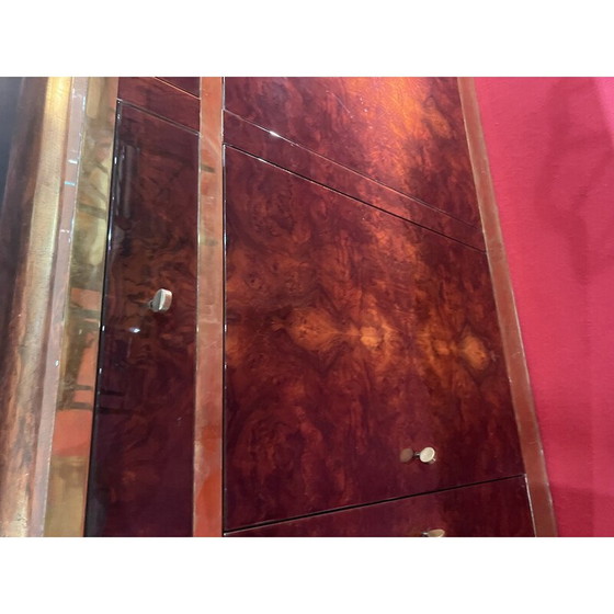 Image 1 of Buffet vintage en laiton et loupe de Jean-Claude Mahay, 1970